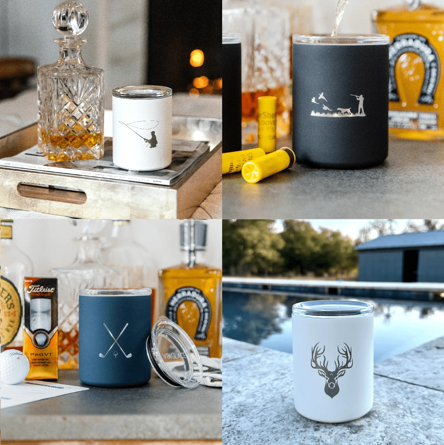 Limited Edition Set of 4 Whiskey Glasses Outdoorsman