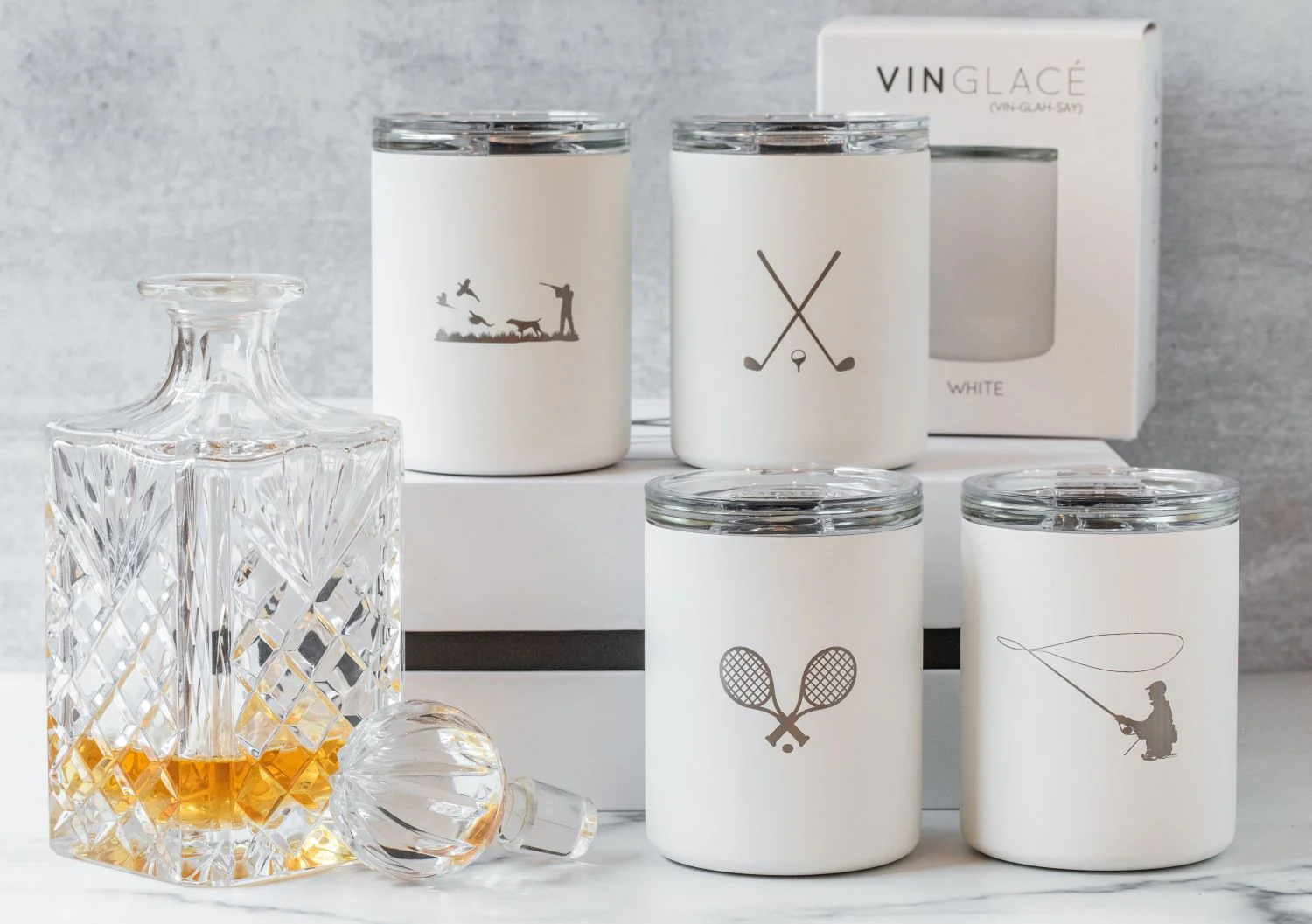 Limited Edition Set of 4 Whiskey Low Balls in White