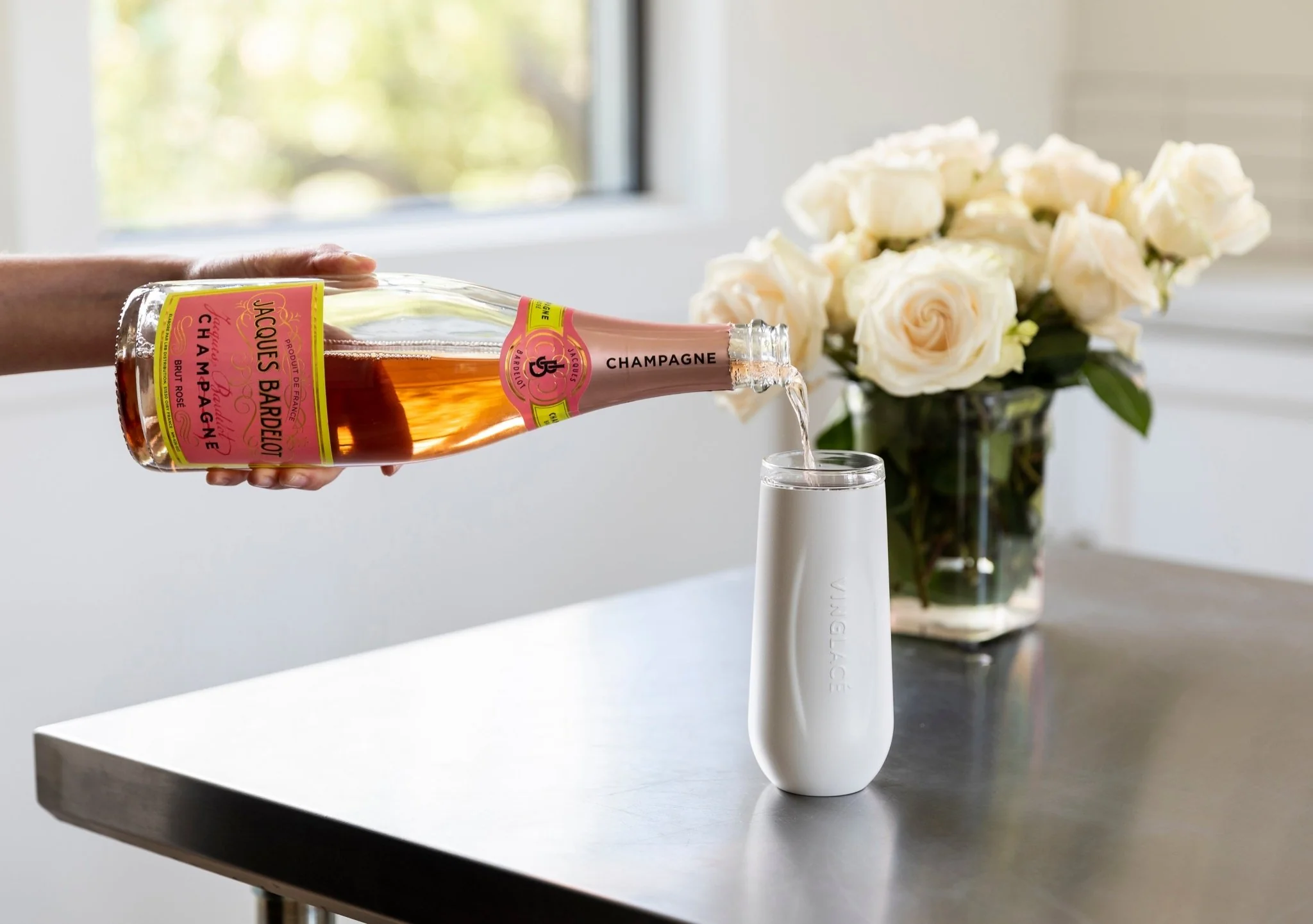 White Champagne Flute Duo - Image 2